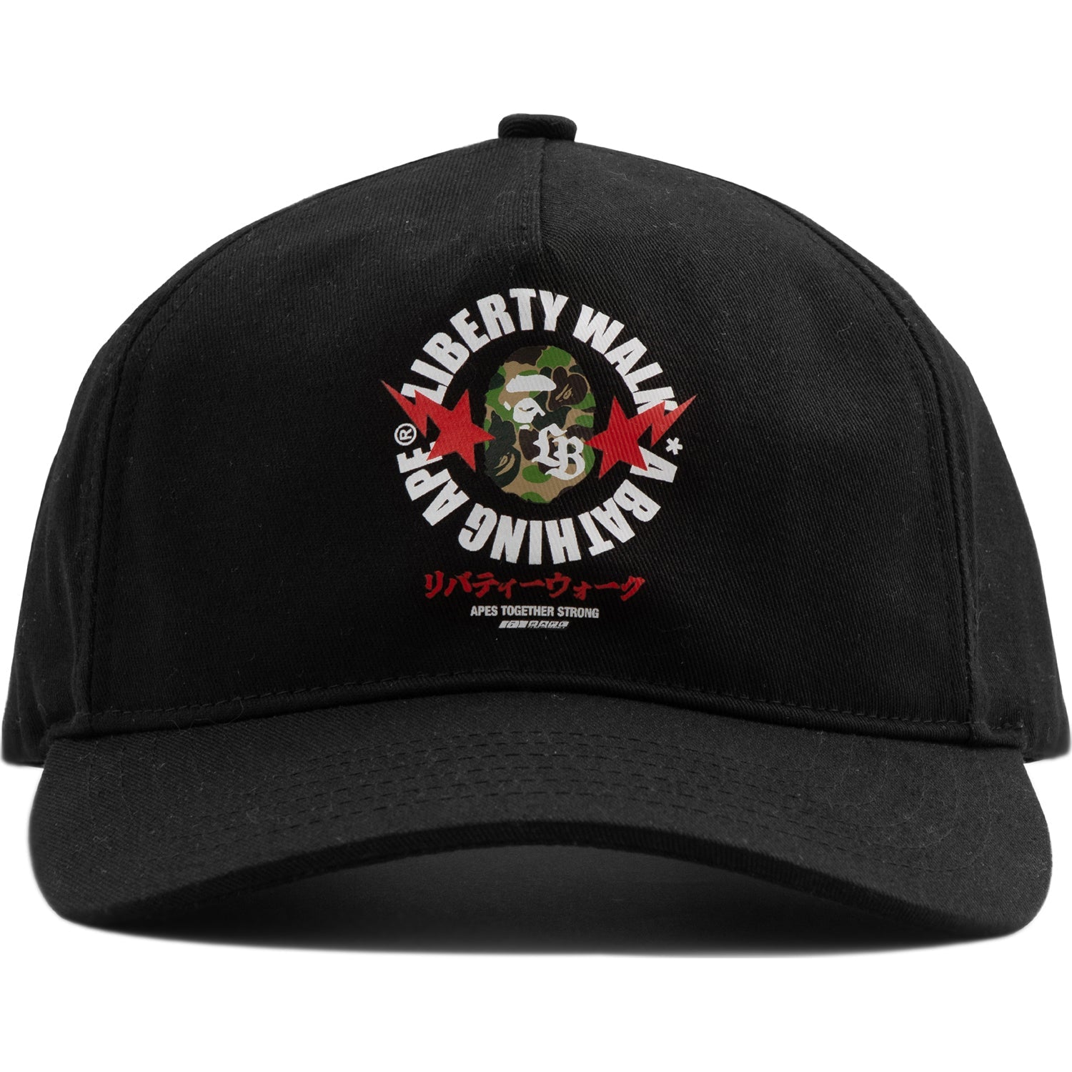 BAPE X LIBERTY WALK ABC CAMO APE HEAD COTTON TWILL CAP MENS